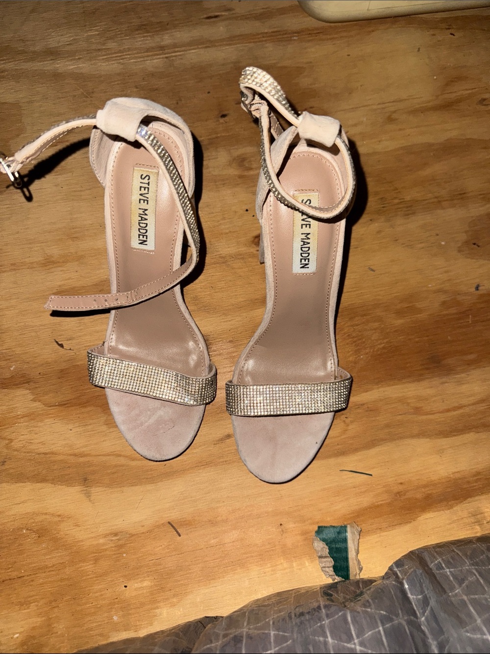 Steve Madden Blush Crystal Ankle-Strap Heels